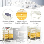 GLACER 15 Drawers Rolling Cart, Storage Cart with w/Removable Drawers & Steel Frame, Multipurpose Organizer Cart w/Sleek Handle, Utility Cart on Lockable Wheels for Home, School, Office (Yellow)