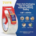 TegmenSeal Heavy Duty Clear Packing Tape with Dispenser Combo for Shipping, Moving & Storage,Thicker Clear Packing Tape, 1.88 inches Wide, 60 Yards Per Roll, 6 Pack 360 Total Yards