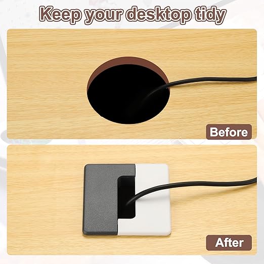 PATIKIL 2.8inch Desk Grommet, 6Pcs Cable Grommet Wire Management Cable Hole Cover Cord Organizer for Office Home Table Countertop, White Silver Grey