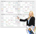 Dry Erase Four Month Laminated Jumbo Wall Calendar, 46" x 63", Huge Quarterly Laminated Erasable White Board, Giant 120 Day Family Whiteboard Schedule Planner, Large Multi Month Reusable Poster