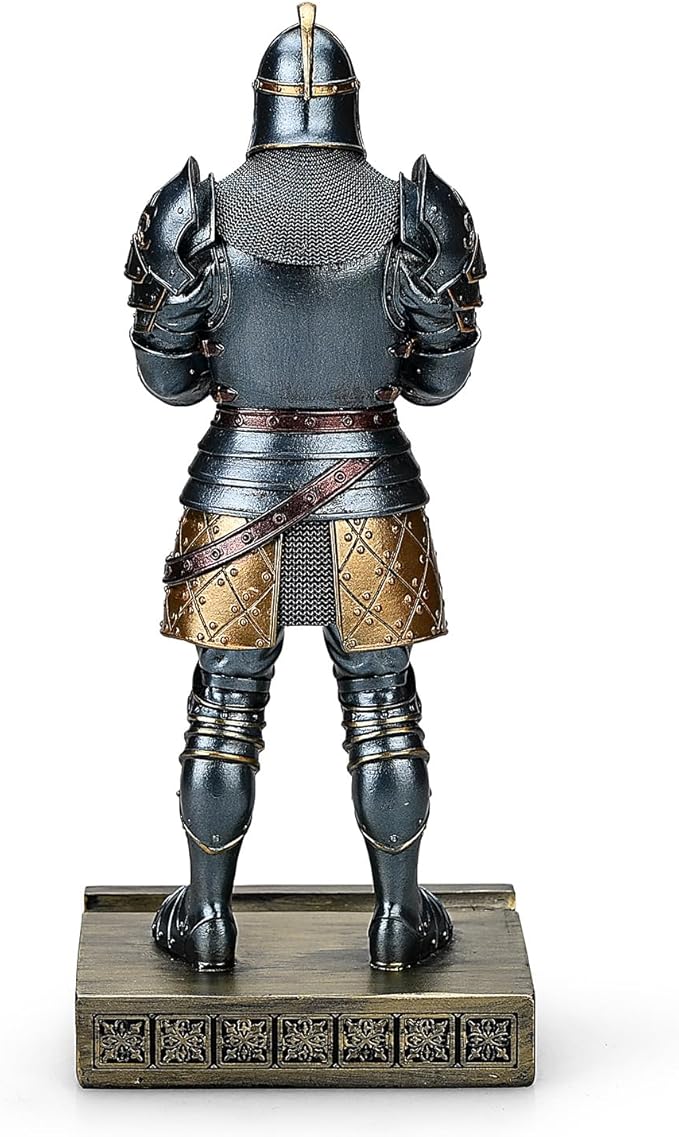 King's Guard Standup Knight Candlestick Holders Resin TeaLight Holder Warrior Mobile Phone Stand Pen Holder Candle Holder for Restaurant, Altar, Home Table(Blue)