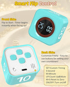 Digital Pomodoro Timer Cube 5/10/25/50min, Visual Productivity Flip Timer for Kids Classroom Desk, Custom Countdown, Silent and Sound Mode for ADHD Study Work Game Kitchen (Mint Green)