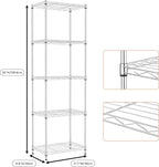 M MZG 5 Tiers Shelf Metal Storage Shelves Wire Rack Closet Organizers with Wheel for Garage Kitchen Bathroom Laundry Chrome 11.8" D x 17.7" W x 55" H