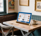 8.5 x 11 Menu Holder, Acrylic Table Menu Stand, Classic Wooden Sign Holder, Double Sided Display Table Top Paper Holder, for Bar, Cafe, Restaurant, Store, Certificate, Document (Vertical, 6pack)