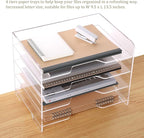 HeZone Acrylic Desk Organizer, 4 Tier Paper Tray, Clear Letter Tray, Office Accessories