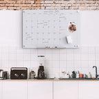 TOWON 36 x 24 Inches Tempered Glass Calendar Dry Erase Board for Wall, 3' x 2' Magnetic Whiteboard Calendar Planner for Office, Home, School Supplies, White