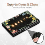 BWEGRHE Slim Credit Card Holder, Moon Flower RFID Blocking Metal Wallet for Men & Women, Aluminum Minimalist Hard Case Pocket-Sized Business Cards Organizer (Fits Up to 10 Cards)