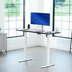 VIVO Electric 60 x 24 in Standing Desk, Memory Height Adjustment, 1B Series, Holds 220 lbs, One-Piece Black Top, White Frame, DESK-KIT-1W6B