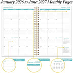2026-2027 Planner - 18 Months Weekly & Monthly Planner from January 2026 - June 2027, Spiral Planners 2026-2027 with Elastic Closure, Inner Pocket, Medium 5.8" x 8.3", Rose Leaf