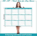 32" x 48" Exellewis 2026 Wall Calendar Erasable, Wet & Dry Erase Large Laminated Annual Yearly Planner - 12 Month Horizontal/Vertical Calendar January to December for Easy Planning, Organizing