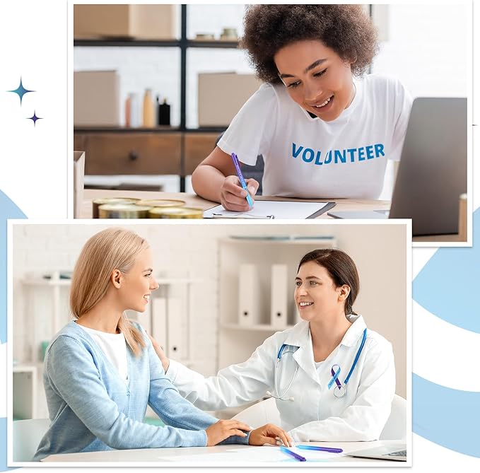 Jetec 50 Pcs Suicide Prevention Awareness Ribbon Pens Bulk Black Ink Retractable Fine Tip Ballpoint Pens with Gradient Color for Charity Volunteers Activity