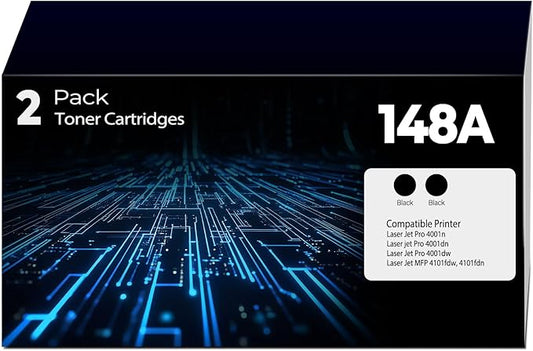 148A Toner Cartridge 4001n 4101fdw 4001dn Toner 2 Pack Replacement for HP 148A 148X Toner Cartridges Black HP148A HPW1480A HP148X Work with HP Laser Jet Pro 4001n 4001dn 4001dw MFP 4101fdw 4101fdn