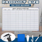 Lincia 36"x 24" Real Estate Whiteboard Lined White Board Dry Erase Real Estate Supplies Visual Transaction Tracking Whiteboard Erasable Surface Hanging Board with Sliding Tray for Wall