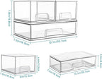 Vtopmart Stackable Storage Drawers Set of 3,Clear Plastic Organizer Bins for Makeup, Cosmetics, Beauty Supplies,Ideal for Vanity, Bathroom,Cabinet,Pantry Organization