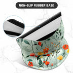 ITNRSIIET Ergonomic Mouse Pad with Gel Wrist Support Small Wrist Rest Smooth Surface Non-Slip PU Base Comfortable Office Supplies Pain Relief, 8.7 x 7.2 inches, Beautiful Flowers