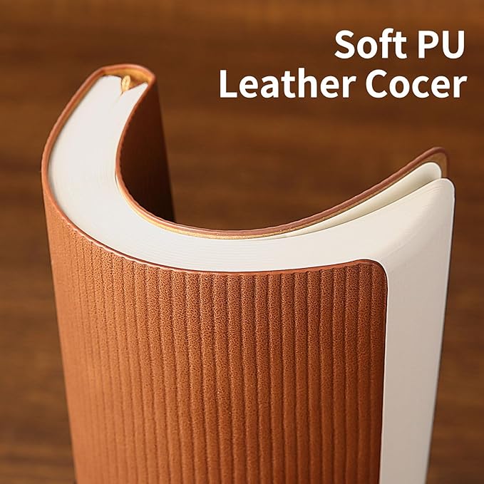 TSFPapier Lined Journal Notebook for Work College Ruled Note Book 5.79"x8.27" A5 PU Leather Daily Journaling 216 Pages for Women Men Writing Home School Supplies Business (Brown)