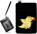 BWEGRHE Small Travel Wallets, Dinosaur Slim Minimalist Front Pocket Wallet with Wristlet, RFID Blocking PU Leather Credit Card Holder with ID Window Change Purse for Men Women