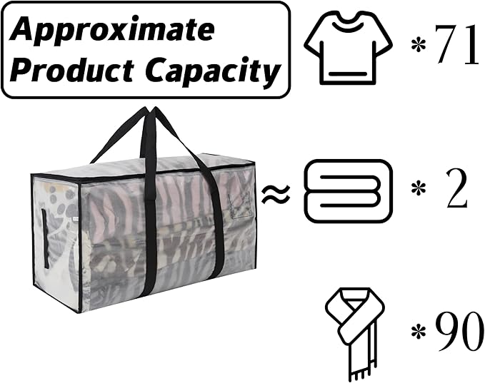 PWRSC Heavy Duty 93L (24.5 Gallon) Stackable Storage Bins with Fully Openable Lids, Moving Bags Heavy Duty, Clear Plastic Totes for Moving Storage, Home Organization, Closet, Dorm Room 2 Pack