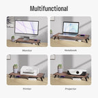loukin Monitor Stand Riser for Desk, 22.4" x 8.3" Larger Computer Stand for Laptop, PC, Printer, Sturdy Desktop Computer Shelf with Non-Skid Rubber, Home Office (Brown)