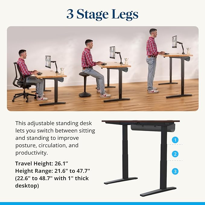 UPLIFTDESK V3 2-Leg Maple Laminate Wood Standing Desk – Adjustable Height, Advanced 1-Touch Memory Keypad, Under Desk Cable Management, Wire Grommets & Rocker Board (Black C-Frame, 60 x 30 inch)
