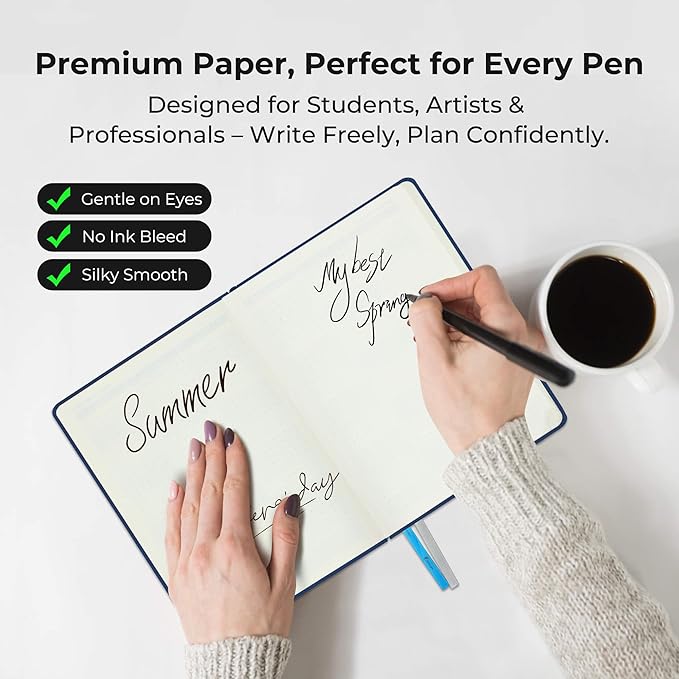 IN-LUXPRO Planner 2026 Daily Weekly and Monthly,6.5"x3.75",12 Months Spiral Bound Calendar Agenda with Self-adhesive Pen Holder,2026 Appointment Book with Vegan Leather Soft Cover,Blue