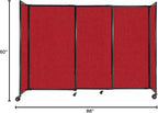 Versare Straightwall Sliding Portable Wall Partition | Freestanding Office Dividers | Locking Wheels | Temporary Room Separator | 7'2'' Wide x 5' Tall Red Fabric Panels