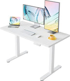 HUANUO 55 x 28 inch Electric Standing Desk Adjustable Height, 4 Memory Height Settings, Sit Stand Up Desk for Home Office & Computer Workstation, White