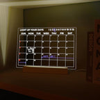 Dry Erase Calendar with Light, 13x9, USB-Powered Light Up Whiteboard, Includes 4 Markers & Eraser, Monthly Planner, Productivity Tracker, Home & Office Calendar