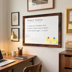 White Board for Wall, 24'' x 18'' Magnetic Dry Erase Board, Decorative Whiteboard, Brown Vintage Wooden Frame