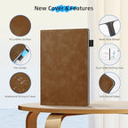 AGM Portable White Board Dry Erase Notebook, 8.4" x 6" Double Sided Folding Whiteboards with 3 Pens, Small Travel Dry Erase Board Skin-Friendly Material for Study, Meeting, Planning, Brown