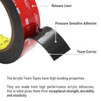 CANOPUS Double Sided Tape, 5952 Heavy Duty Mounting Tape, Strong Bond & Weatherproof Seal Strip for Automotive Mounting, Picture and Photo Frame, Poster, Craft, 1 in x 108 ft, Black, Made in USA