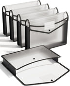 ThinkTex Plastic Expanding File Folder, Transparent envelopes with Snap Closure, No Dividers, Large Capacity, Fit Letter/A4 Size - 5 Packs