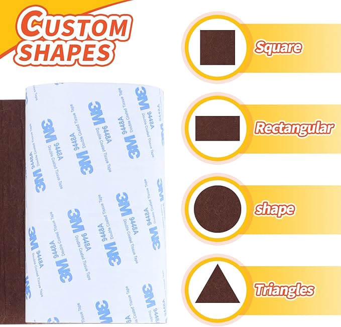 VOCOMO Felt Furniture Pads, Heavy Duty Felts Strip Roll with Adhesive Backing Felt Pads Furniture Feet Cuttable Felts Tape for Protecting Hardwood Floors(5 x 120 x 0.12 Inch, Brown)