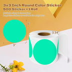 3 Inch Round Color Coding Labels (500 per Roll) - Colored Dot Stickers Round Labels for Inventory, Warehouse, Office Organizing - Aqua Circle Stickers