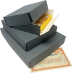 Lineco Museum Archival Storage Box, 9.25x11.75x3 in. Drop Front Design. Acid-Free with Metal Edge. Organize Photos, Pictures, Prints, Documents, Crafts, DIY. Gray, 2 Pack