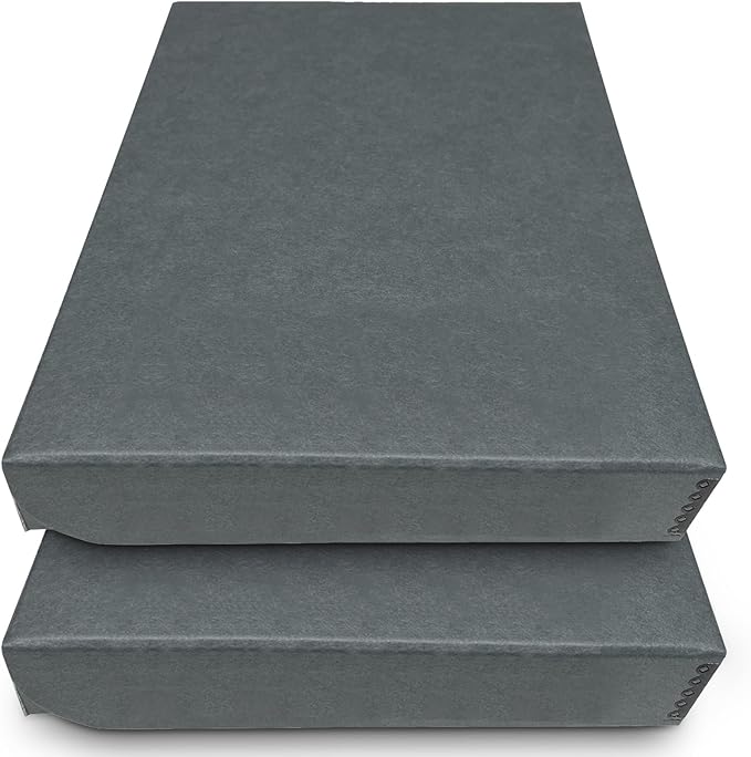 Golden State Art, Archival Folio Storage Box 11x14, Clamshell Design with Metal Edge, Preserve and Store Photos Documents Cards Prints Arts Crafts DIY, Gray, Pack of 2