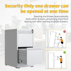 Reegangfa 2 Drawer File Cabinet with Lock, Metal Vertical Filing Cabinet, Lockable Heavy Duty Steel Small File Cabinets for Home Office, for A4 Legal/Letter Size Storage, White, Assembly Required