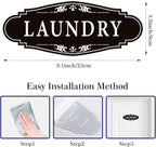 Laundry Room Door Sign for Business and Home，Self-adhesive Waterproof Cute Laundry Room Door Sticker Decals for House, Apartment, Hotel Laundromat Decor（Black）