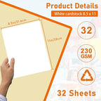 Guakicae 32 Sheets White Cardstock 8.5 x 11 Certificate Paper, 80lb Heavyweight White Card Stock Printer Paper for School Crafting, Menus, Invitations, Greeting Cards, Business Cards