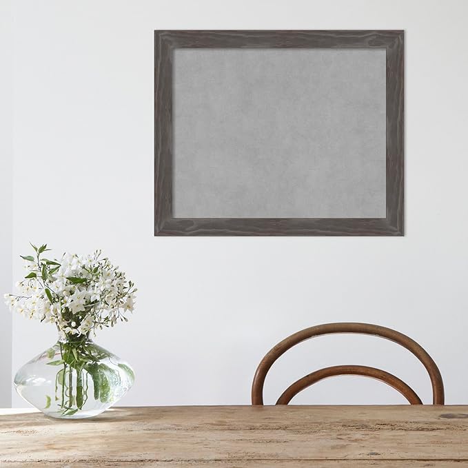 Amanti Art Grey Framed Magnetic Board 19x23 Small Vision Board for use with Magnets, 100% metal sheet to display items as office decor or for home organization in mudroom, kitchen or kids room