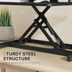 JOY worker Standing Desk Converter, 35" Wide Height Adjustable Sit Stand Up Desk Riser with Keyboard Tray, Desktop Workstation Riser for Home Office Computer Laptop, Particle Board, Black