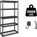 Shuntong The Atlas 30" W x 12" D x 60" H Adjustable Garage Storage Shelves Load 2500 lbs, 5 Tier Heavy Duty Shelving Unit, Metal Utility Storage Rack for Warehouse Pantry Basement Kitchen, Black