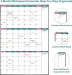 ARCOBIS 3-Month Dry Erase Calendar for Wall, 39"x28" Magnetic Whiteboard Calendar with Black Aluminum Frame, Monthly Calendar Board for Office, Home, School
