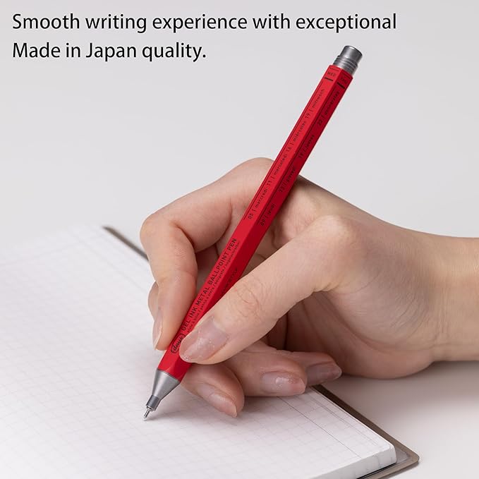 MARK'STYLE days, Gel Ink Metal Ballpoint Pen - 0.5mm Retractable Black Ink, Retro styling Light Weigh Pen, Made in Japan- Perfect for School, Office, and Journaling (Gray)