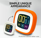 CREAVIVA Digital Kitchen Timer, Countdown, Countup, Protective Rubber case, Large Display with Color Bold Digits, Touch Control, Backlit, Magnetic Kickstand, Loud Alarm, Auto Memory (Orange)