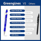 Greengines 100 Pcs Inspirational Pens - Motivational Ballpoint Bulk Pens with quotes Stylus Tip Gifts for School Coworkers Office Supplies Black Ink