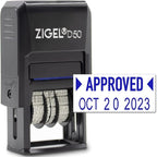 ZIGEL D50 Date Stamp with Approved - Self Inking Date Stamp - Blue