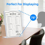DECOHOBO 24 Pack Acrylic Sign Holder 8.5 x 11, Clear Plastic Display Stands for Tabletop, L-Shape Acrylic Stands for Flyers, Documents, Office, Restaurants, Vertical Sign Holder 8.5x11 for Desktop