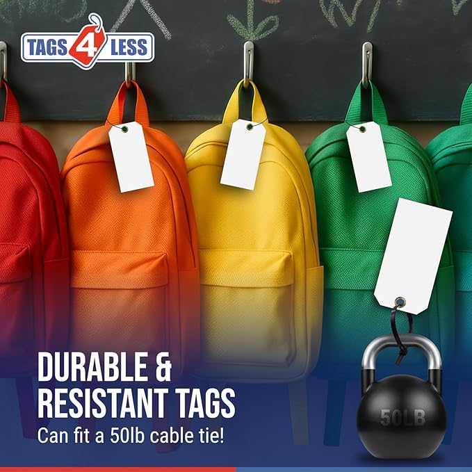 Tags 4 Less 15 Mil Waterproof Plastic Tags, Pack of 100 – 4” x 8” Heavy Duty Plastic Tags for Labeling, Outdoor Tagging, Equipment Labeling, Luggage, Valves & More (Red)