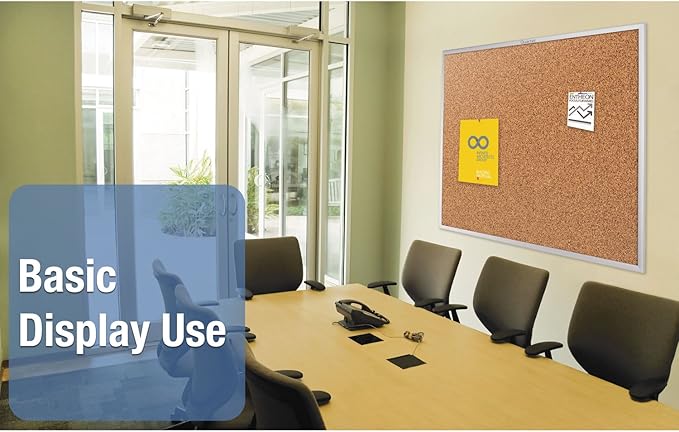 Quartet Cork Board, Bulletin Board, 8' x 4' Corkboard, Aluminum Frame (2308),Silver